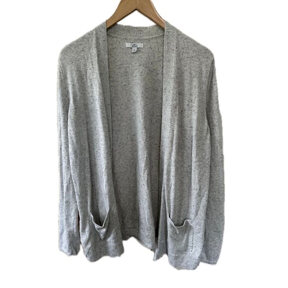 Croft & Barrow Long Sleeve Gray Confetti Speckled Front Pockets Open Cardigan M - Picture 1 of 8